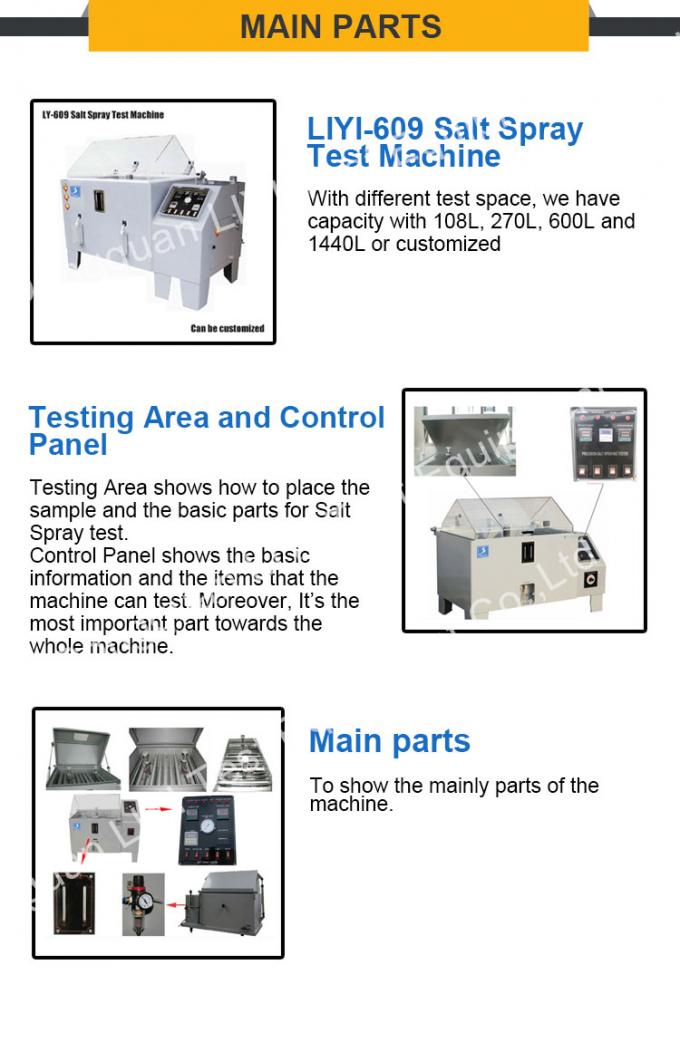 اتاق آزمایش اسپری نمک خوردگی فلزی رنگ 60L / 90L / 120L 3